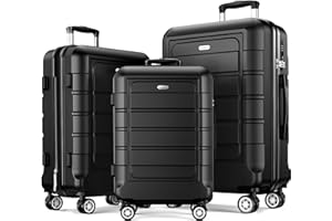 SHOWKOO Valise Rigide Extensible PC+ABS Légère Durable Trolley Sets de Bagages Valise Set Cabine avec 4 roulettes Silencieuses à 360° et Serrure TSA