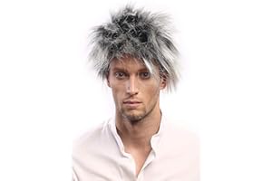 WIG ME UP- 60287-P103T613 Peluca Mujer Hombre Carnaval Halloween Wave Punk Estrella del Pop Negro y Rubio Blanco cardar Algo 80