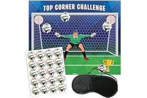 SASS PARTY & GIFTS Football Party Game - Pin The Football On The Goal - Includes 20 Stickers, Large Poster and Luxury Blindfold