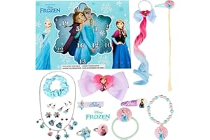 Get Trend Disney Frozen Advent Calendar 2025 for Girls, Hair Accessories & Jewellery Christmas Countdown, Hair Clips Scrunchies, Xmas Girls Gifts (Blue Frozen)