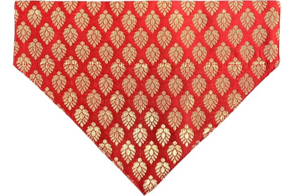 For The Fur Kids Ethnic Wear Dog Bandana: Festive Indian Wear for Pets (Easy to Use) (Red Leaf)
