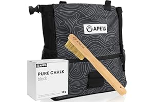 APE13® Chalkbag Boulder Set Consisting of Chalk Bag, Boulder Brush, Chalk (as Set & Single) - Perfect Bouldering Gift and Enough Space for Boulder Accessories