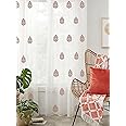 Casableu Long Printed Curtain Set of 2, Digital Floral Print in Eyelet Grommet Draperies Design for Door Window (4 Feet (W) X 7 Feet (H)) (Falaknuma Sheer)