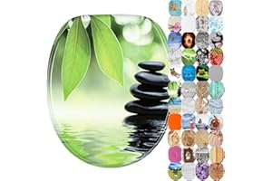 Sanilo Abattant WC, Grande sélection de lunettes de toilette, Finition de haute qualité, Charnières robustes, Fixation facile (Harmonie)