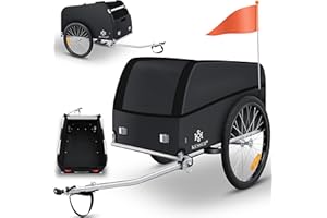 KESSER® Remorque de vélo Remorque de Transport Remorque à Timon Haut avec attelage, Couvercle Inclus Fonction Pliante Timon Haut Remorque pour vélo Boîte de Transport de 120 litres Max. 40 kg