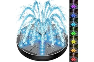 SZMP Fuente de Agua Solar 30 LEDs Colorido,Bomba de Fuente Solar,Fuente Solar de 4W con 8 boquillas y 4 fijadores,para Estanque de Jardín Fuente,Baño para Pájaros,Circulación de Agua para Oxígeno