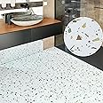 Vinyl Floor Tiles Self Adhesive - 30 Pack to Cover 67.48 sqft (6.27 sqm) - Large Square Peel and Stick Tile Size 18x18in (45.7x45.7cm) for Kitchen, Living Room Flooring - Off White Terrazzo Effect