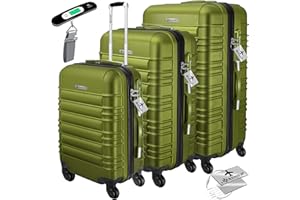 KESSER® 3-Piece Set Basic Hard-Shell Trolley Suitcases, ABS Travel Luggage on 4 Wheels with Telescopic Handle and Lock, M-L-XL