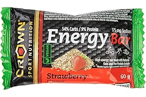 Crown Sport Nutrition Barritas Energéticas 12 unidades - Ciclismo Running Deporte Entreno Larga Duración Carbohidratos lento y rápido (Strawberry)