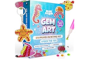 Blue Squid Diamond Art for Kids – Under The Sea - Fun & Easy DIY 5D Gem Art Kits Kids Gift Set for Gem Keychains, Stickers, Sun Catchers - Diamond Painting for Kid Girls, Boys Ages 6-12