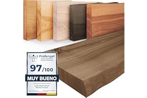 LAMO Manufaktur Estante de Madera con Borde Natural, Modelo Pure, Estante sin Soportes, Nogal 120cm, LW-01-A-004-120