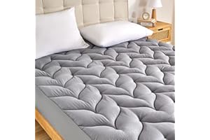 Sonive Mattress Topper 135 x 190 cm Small Double Soft and Breathable Mattress Pad Grey, with NANOtex-Additive,Comfortable Thick Mattress Protector,Thick Deep Fitted,Easy Care