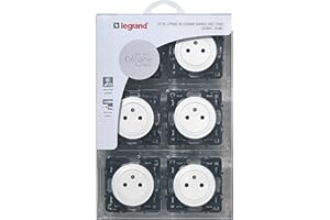 LEGRAND - Prise Electrique Murale avec Terre Céliane Surface - Prise Affleurante avec Socle Rétractable - Fabriqué En France - Blanc - Lot de 6