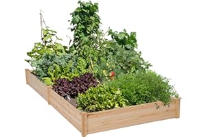 Yaheetech Wooden Horticulture Raised Garden Bed Divisible Elevated Planting Planter Box for Flowers/Vegetables/Herbs in Backyard/Patio Outdoor, 241.5 x 124.5 x 27 cm
