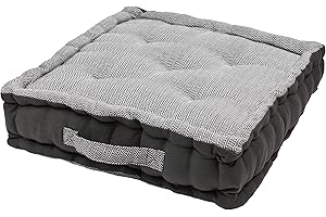 ALPHADECO Sitzkissen Uni aus 100% Baumwolle (170g/m2) - 45x45x10cm - Bodenkissen, Stuhlkissen, Sitzerhöhung (Anthrazit ZigZag)