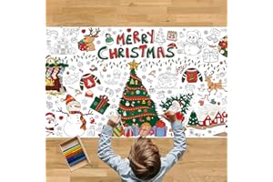 TBSONE Ausmaltischdecke Weihnachten Kinder, Riesige 183 x 76 cm DIY Papier-Tischdecke, Weihnachtsbasteln Kinder, Weihnachts-Bastelposter, Spiele und Aktivitäten für Kinder, Mal Mich Bunt