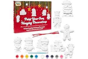 KreativeKraft Adornos Navidad Kit, Manualidades Navideñas para Niños, Figuras para Pintar de Yeso (Pack de 8)