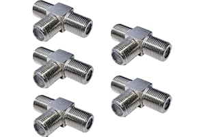 Aerzetix - C52714 - Set di 5 divisori/separatori/spine di antenna femmina per cavo coassiale TV SAT PAL - connettore/adattatore 3 uscite/vie