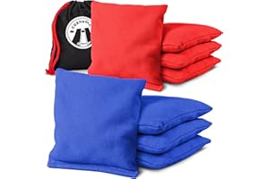 GoSports Cornhole Sitzsack-Set, offizielle Verordnung (8 Allwettersäcke) – Amerika Sterne und Streifen oder Rot und Blau – Wählen Sie Ihren Stil