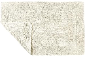 ALLURE BATH FASHIONS Allure Heavyweight Reversible Bath Mat, 100% Cotton, Super soft, Washable, Large Size 53cm x 85cm (Cream)