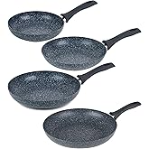Russell Hobbs COMBO-8165A Frying Pan 4-Piece Set, NightFall Stone Collection, Non-Stick Dual Layer, Pressed Aluminium, Induct