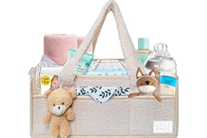 Little Ones® Nappy Caddy, Baby Essentials for Newborn, Baby Diaper Organiser, Baby Shower Gifts for Mum, Diaper Changing Organiser, Portable Nursery Storage Basket with Changeable Compartments