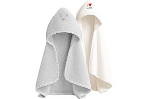 Soft Touch Newborn Essentials 100% Cotton Embroidered Hooded Baby Towel 70 x 70cm for Baby Boys and Girls 0-24 Months (2-Packs)