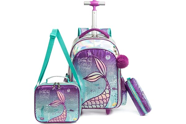 HTgroce Fidget Toys Sac a Roulette Fille,16inch Cartable Fille Primaire Roulette Licorne Push Bubble Sensory Squeeze Squeeze Sac à Roulette,Convient aux enfants du primaire et de la maternelle.,