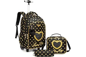 HTgroce Cartable Fille Primaire Roulette 16inch Cartable a Roulette Fille Primaire 3 in 1 Sirène Cartable Fille Roulette,Convient aux Filles Agées de 5 à 12 Ans pour Aller à l'école et Voyager.