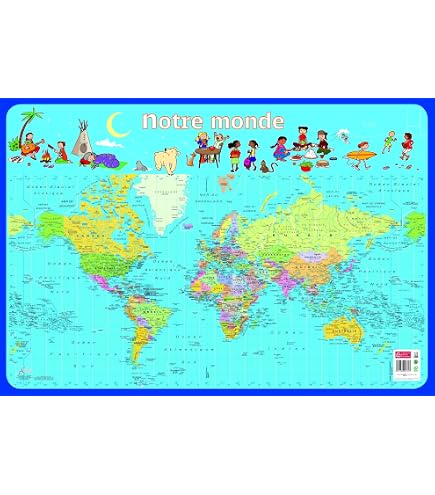 Poster Pédagogique La France - 76x52 Cm - Effaçable à Sec Pour Salle De Classe Ou Chambre D'enfant