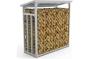 LAWA Living and Lifestyle Kaminholzregal aussen Feuerholzregal Metall mit Dach VERZINKT 188x70x188 45kg 3t Kaminholzunterstand Stapelhilfe für Brennholz Holzlager