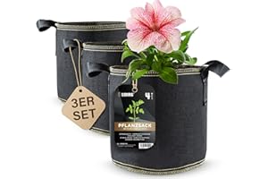 DIYER lohag® Premium Vliesstoff-Pflanzsack - 4 Liter, 3er Pack | Perfekt für Kräuter, Blumen, Gemüse & Zimmerpflanzen | Robuste, Wiederverwendbare Pflanzbeutel - Die Gesunde Alternative zum Blumentopf