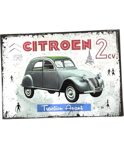 Plaque de rue décorative en aluminium humour Place de ma 2CV - Idée cadeau Humour Sympa Fun