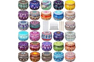 Ahyiyou DIY Zodiac Candle Tins 4.4oz 28 Pieces 28 Color, Round Containers with Lids, Candle Wicks, Wicks Holder, Wicks Stickers for Candle Making, Arts & Crafts, Storage & More