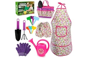 Veitch Fairytales Outillage Jardin pour Enfants, Accessoires Kit Outils Jardinage Extérieur Enfants Comprennent Arrosoir Pelle Tablier Gant et Sac Rangement (Pourpre)