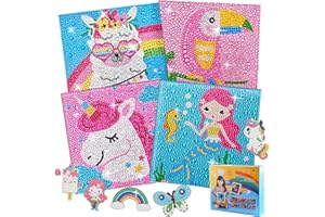 LYJOW 4 Pièces Diamond Painting Enfant Kit Complet Animaux 5d Diy 5 Diamant Painting Autocollants Peinture Diamant Accessoires Tableau Diamond Strass Point De Croix Broderie Craft Peinture Décoration