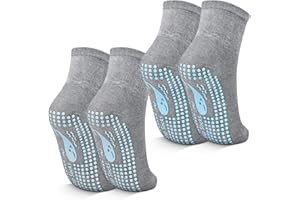 TENQUAN Calzini Antiscivolo per yoga 2/4 Paia Calzini in Cotone Donna Uomo con Impugnature per Pilates per Allenamento Sportivo Domiciliare