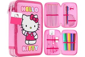 Hello Kitty Sanrio Astuccio Bambina con Materiale Scolastico Kawaii Set Cancelleria Grande Capacità Carino Cinnamoroll Kuromi Anime Regalo Bambina (Multi Hello Kitty)