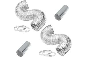 iPower nicht isolierter Flex Air Aluminium-Luftkanaltrockner-Entlüftungsschlauch für die HLK-Belüftung, 4 Klemmen enthalten 2er-Pack Ø100mm×250cm size