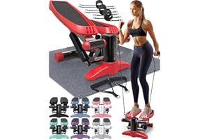 Mini Stepper y Máquina de Escalada Nordic Lifting – con Bandas de Resistencia y Pedales Antideslizantes – Estructura Resistente con Capacidad de Carga de 150 kg – Pantalla LCD