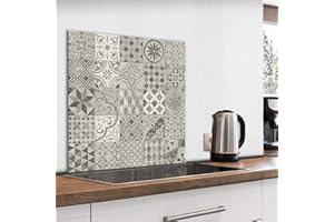 murando Glass Splashback for Kitchen Backsplash Cooker Protector Tempered Glass Decorative Wall Art Panel Heat Resistant Graphic 60x60 cm / 24"x24" Tiles Mosaic f-C-0429-aq-a
