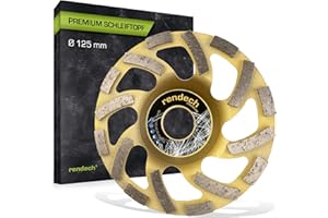 Premium Diamant Schleiftopf 125 mm für Winkelschleifer - Diamantschleiftopf für Beton, Naturstein, Granit, Stein uvm. | rendech® Markenqualität