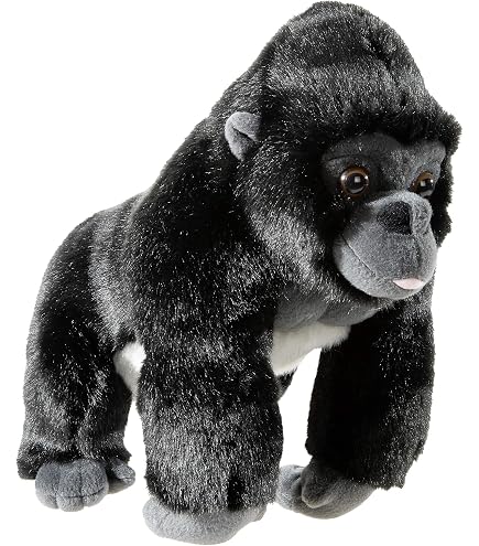 HDmirrorR Plüschtier Gorilla – 20 Cm, Aus Recyceltem Material, Schwarz-braun, Sitzend, Kuschelig Weich