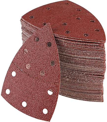 BIGP Schuurpapierset, 50 stuks (230 x 115 mm), klittenband-schuurbladen voor vlakschuurmachine met 14 gaten-boring, korrelgrootte K40/K60/K80/K120/K240 (elk 10 vellen