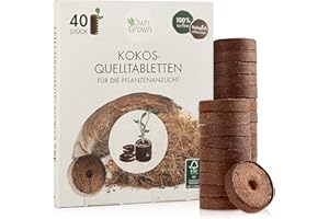 Kokos Quelltabletten mit Nährstoffen – 40 Stück, Kokoserde gepresst zur Pflanzen Anzucht ohne Pikieren, torffrei – Anzucht Erde Kokos von OwnGrown
