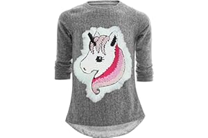 UNBEKANNT Einhorn Unicorn Pferd Mädchen Kinder Sweatshirt Pullover Wendepailletten Glitzer Bluse Langshirt Pulli