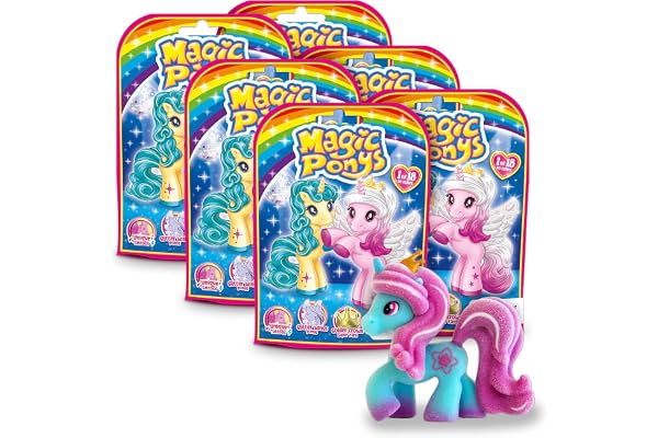 Craze Magic PONYS - 6X Figurines de Poney avec Tatouages Magiques & Accessoires, 18x Poneys Magiques à Collectionner, Figurines pour Enfants de Petit poneys