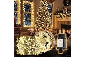 ‎SALCAR SALCAR LED Cluster Lichterkette Draht Weihnachtsbaum, 15m 600er LED Christbaumbeleuchtung mit 8 Modi, Timer und Memory, Wasserdicht Büschellichterkette für Außen Innen Garten Hochzeit, Warmweiß