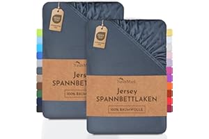NatureMark 2er Pack Jersey Spannbettlaken, Spannbetttuch 100% Baumwolle in vielen Größen und Farben MARKENQUALITÄT ÖKOTEX Standard 100 | 90 x 190 cm - 100 x 200 cm - anthrazit grau