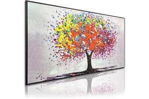 DekoArte - Quadri astratti dipinti a mano Naturatura 140x70 cm GUSTAV - Dipinto su tela con cornice nera